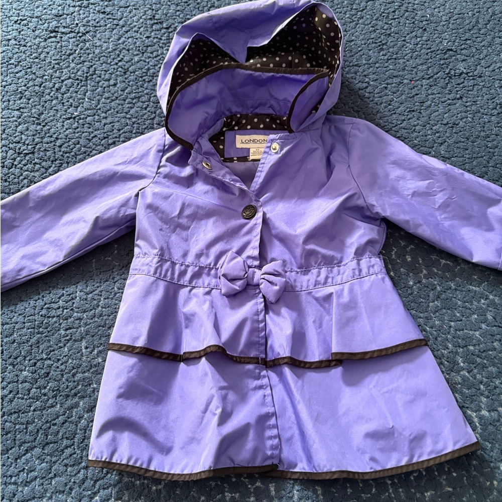 London Fog Kids Purple Raincoat with Bow Accent